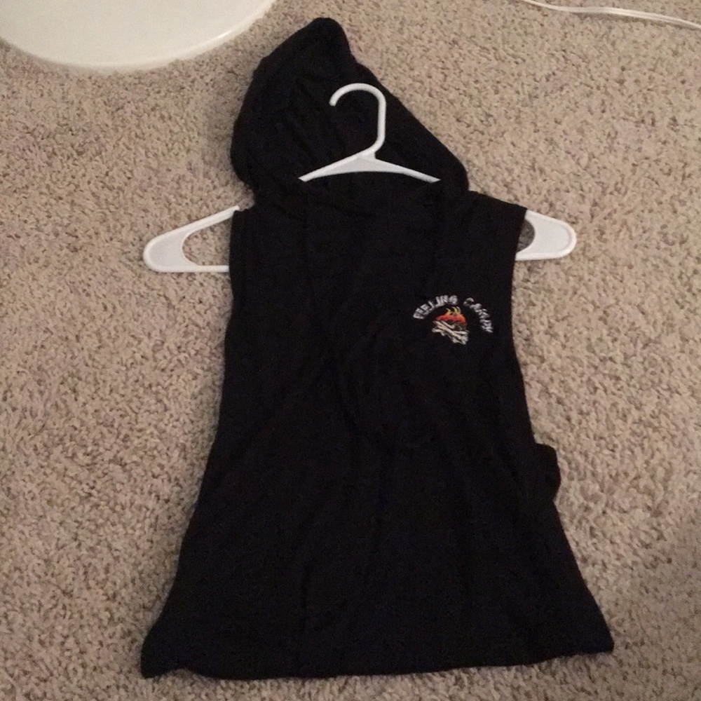 Black Tank Top With Hoodie